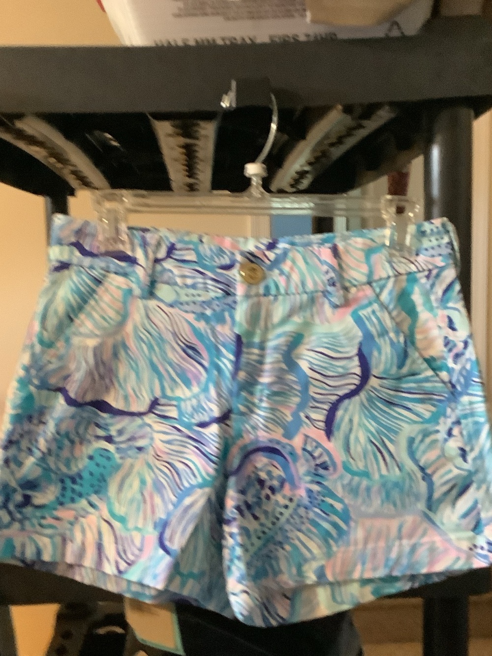 Lilly Pulitzer Blue Aqua Floral High-Waist Shorts